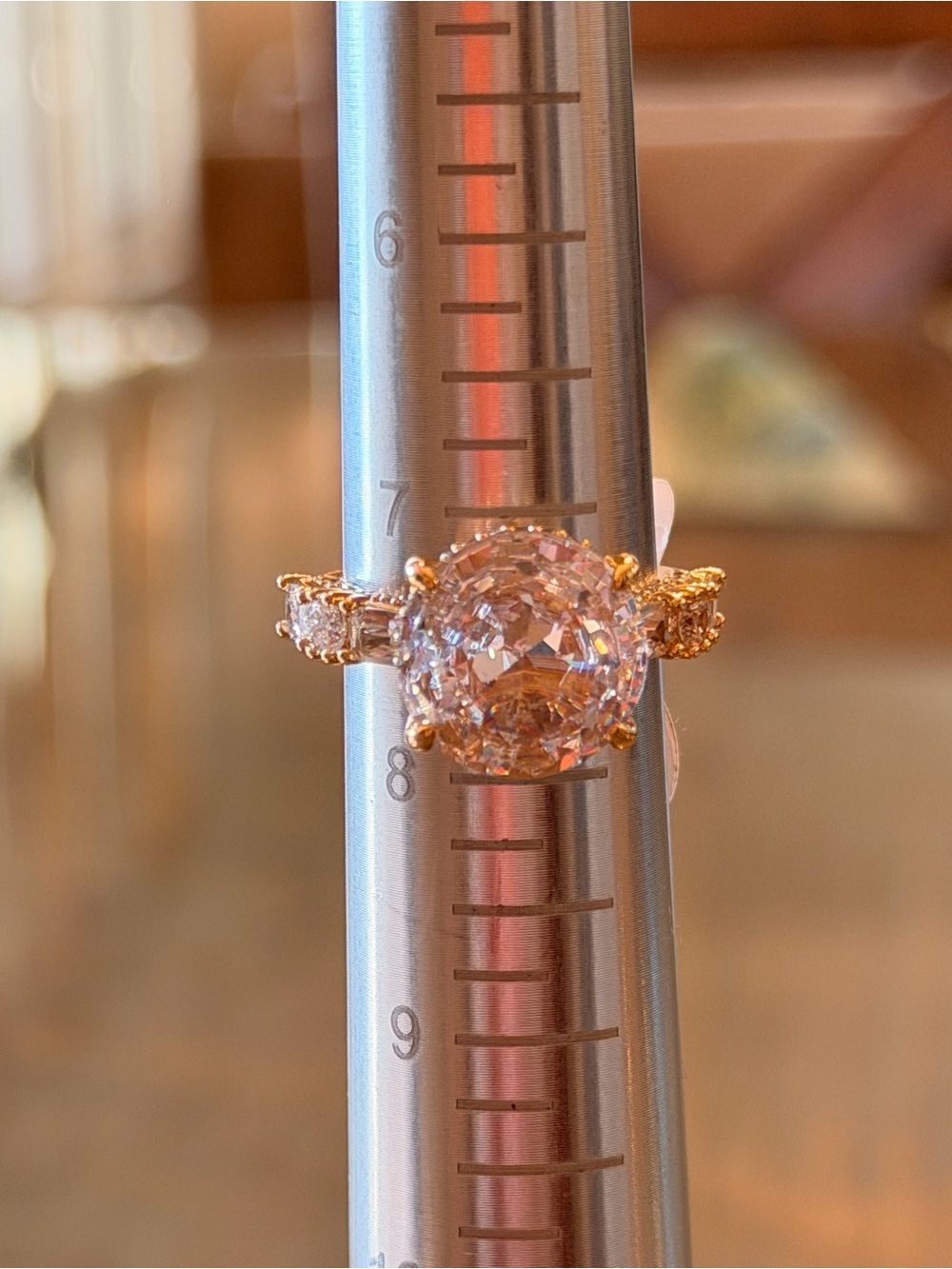 Bomb Party New! Gold-Tone Diamond CZ Cocktail Ring - Size 7.5